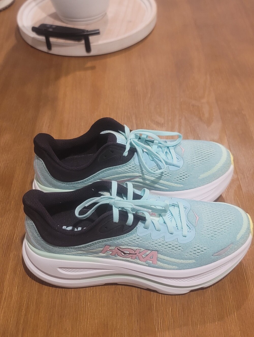 Hoka Women's Mint Blue and Black Running Shoes with Pink Logo 9.5B - Picture 8 of 10